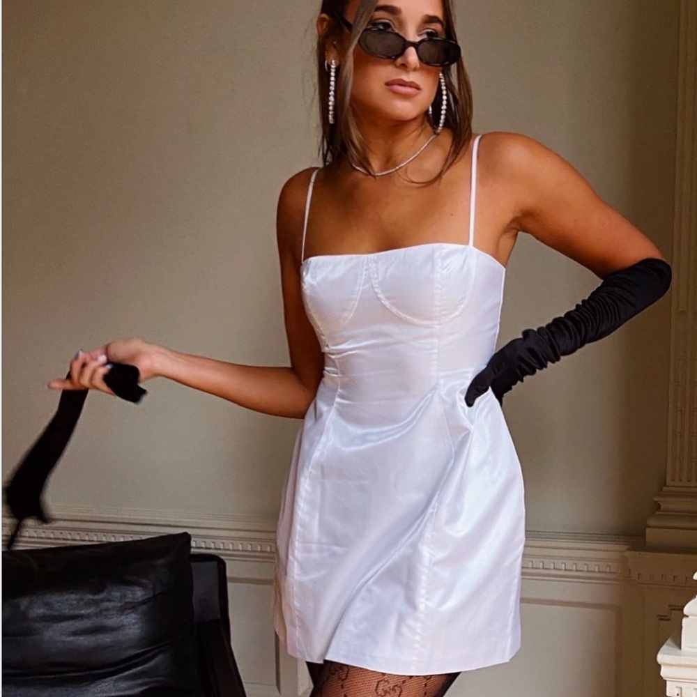 Daniel Bernstein White Bridal Bachelorette Mini Dress 14